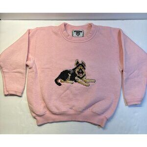 Vintage 80s-90s‎ Lee Pink German Shepard Embroidered Crew Neck (girls Large)